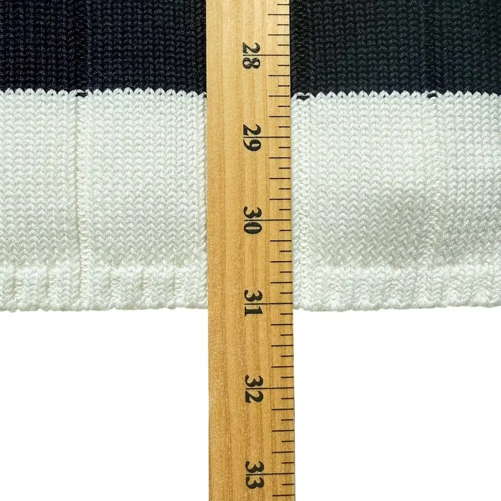 VTG Escada Cable Knit Cricket Sweater Mens US L White Navy Blue Tennis Cotton